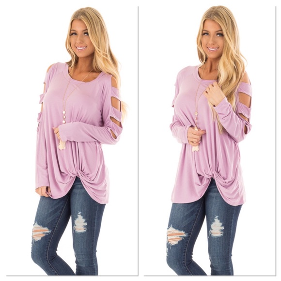 Ice Rose Ladder Sleeve Side Knot Tunic - Picture 4 of 6